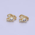 14K Gold Filled Clear CZ Triple Mouse Animal Huggie Earrings