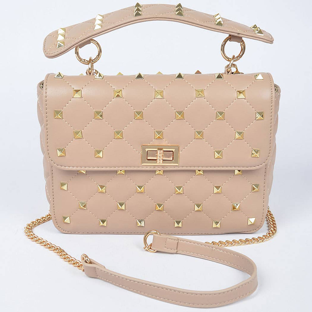 Quilted Faux Leather Top Handle Bag