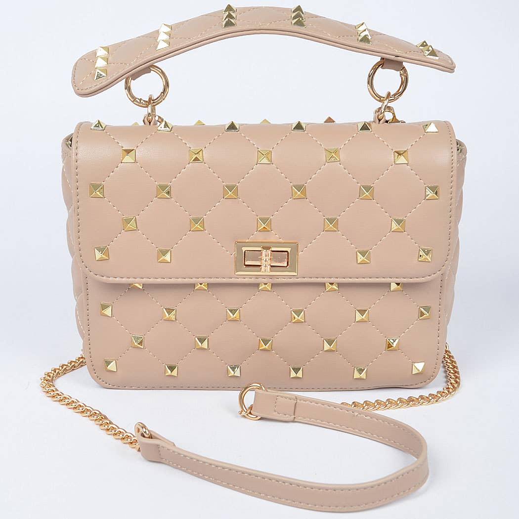 Quilted Faux Leather Top Handle Bag