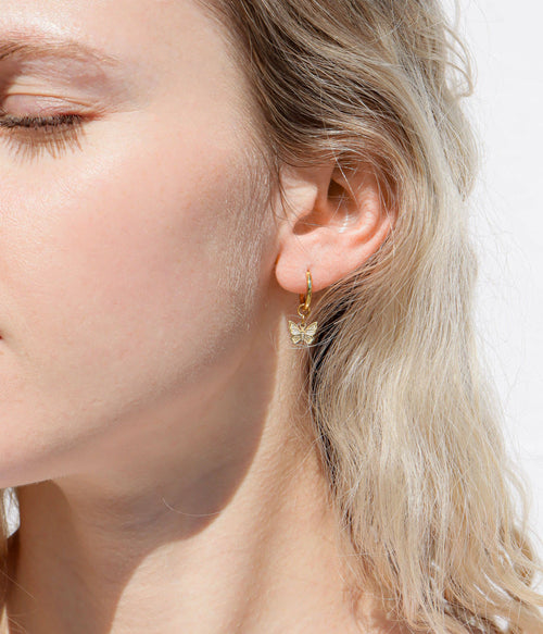 18K Gold PVD Stainless Steel Butterfly Huggie Earrings