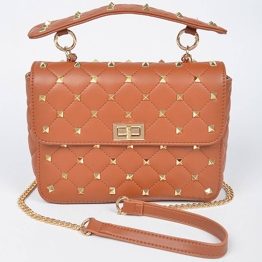 Quilted Faux Leather Top Handle Bag