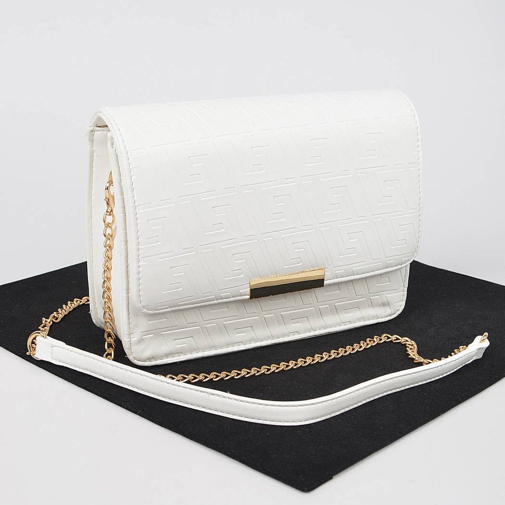 Embossed Faux Leather Flap Bag