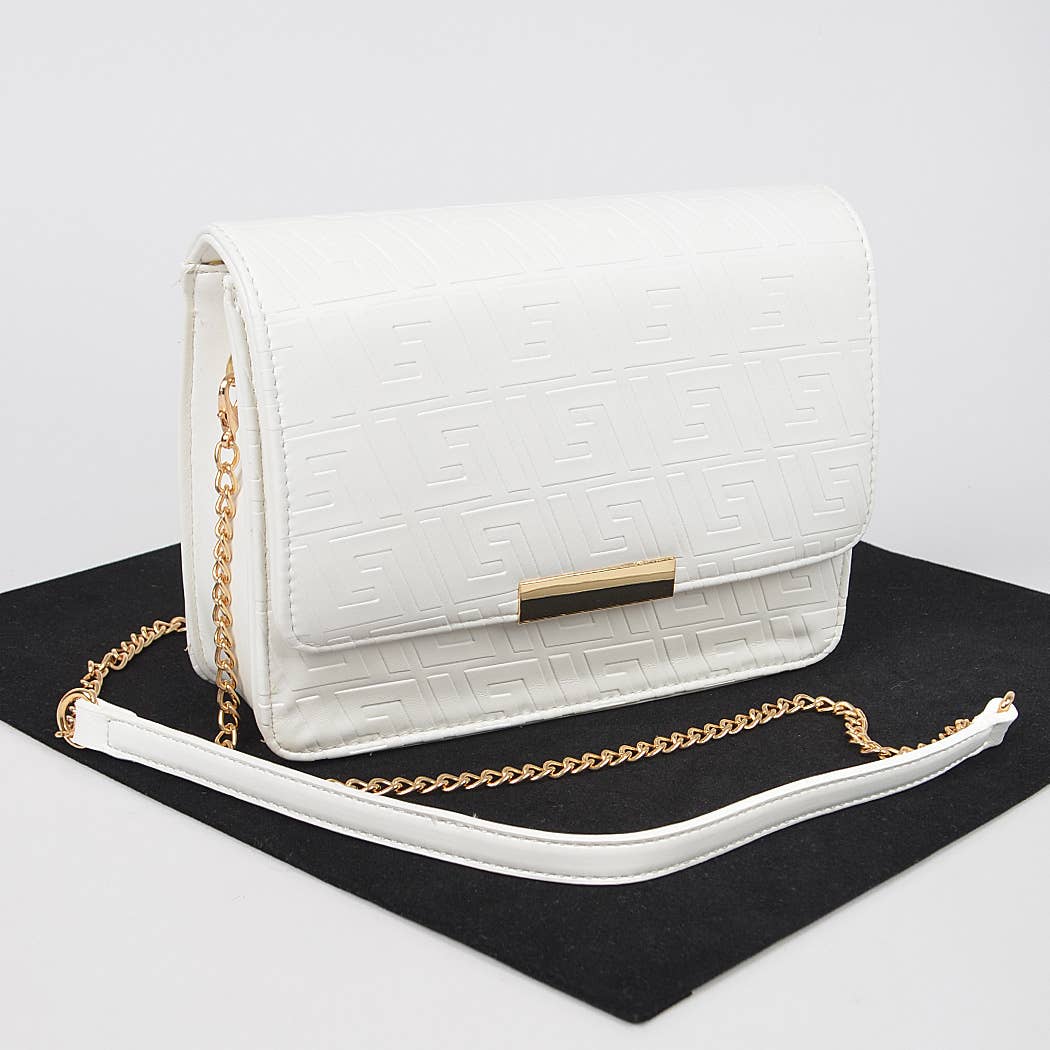 Embossed Faux Leather Flap Bag