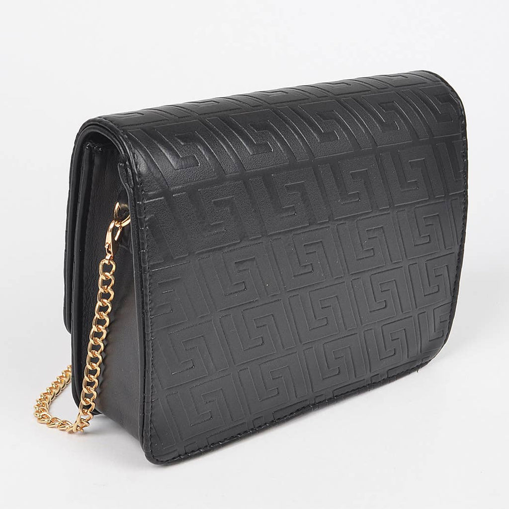 Embossed Faux Leather Flap Bag