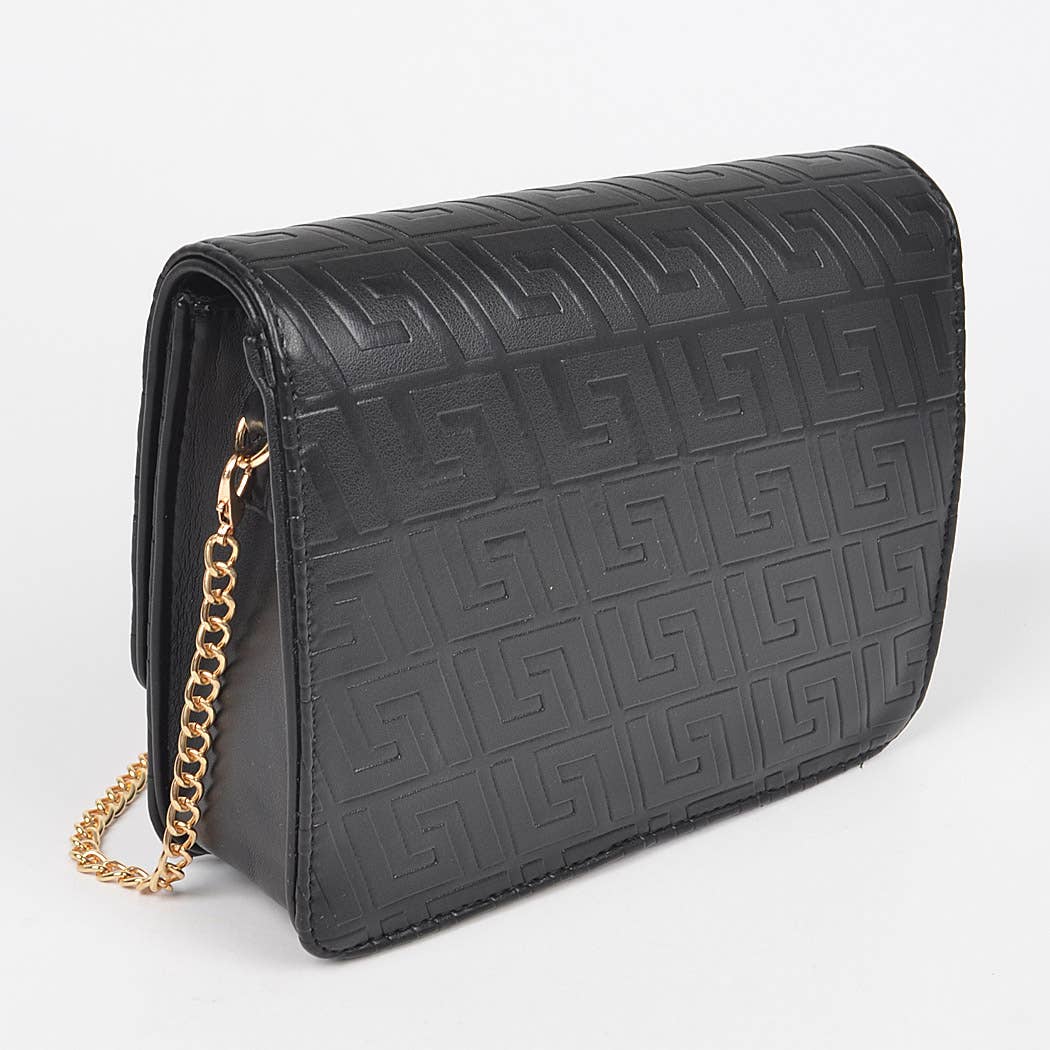 Embossed Faux Leather Flap Bag