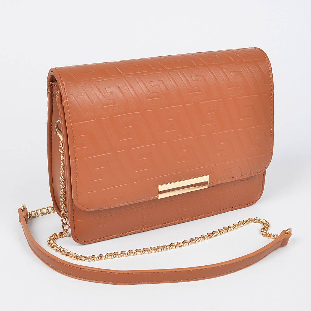 Embossed Faux Leather Flap Bag