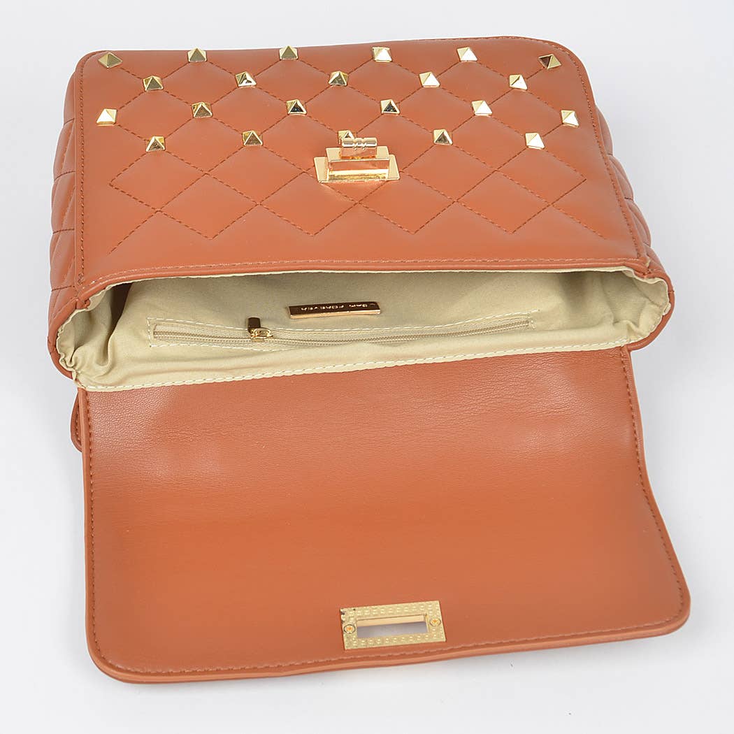 Quilted Faux Leather Top Handle Bag