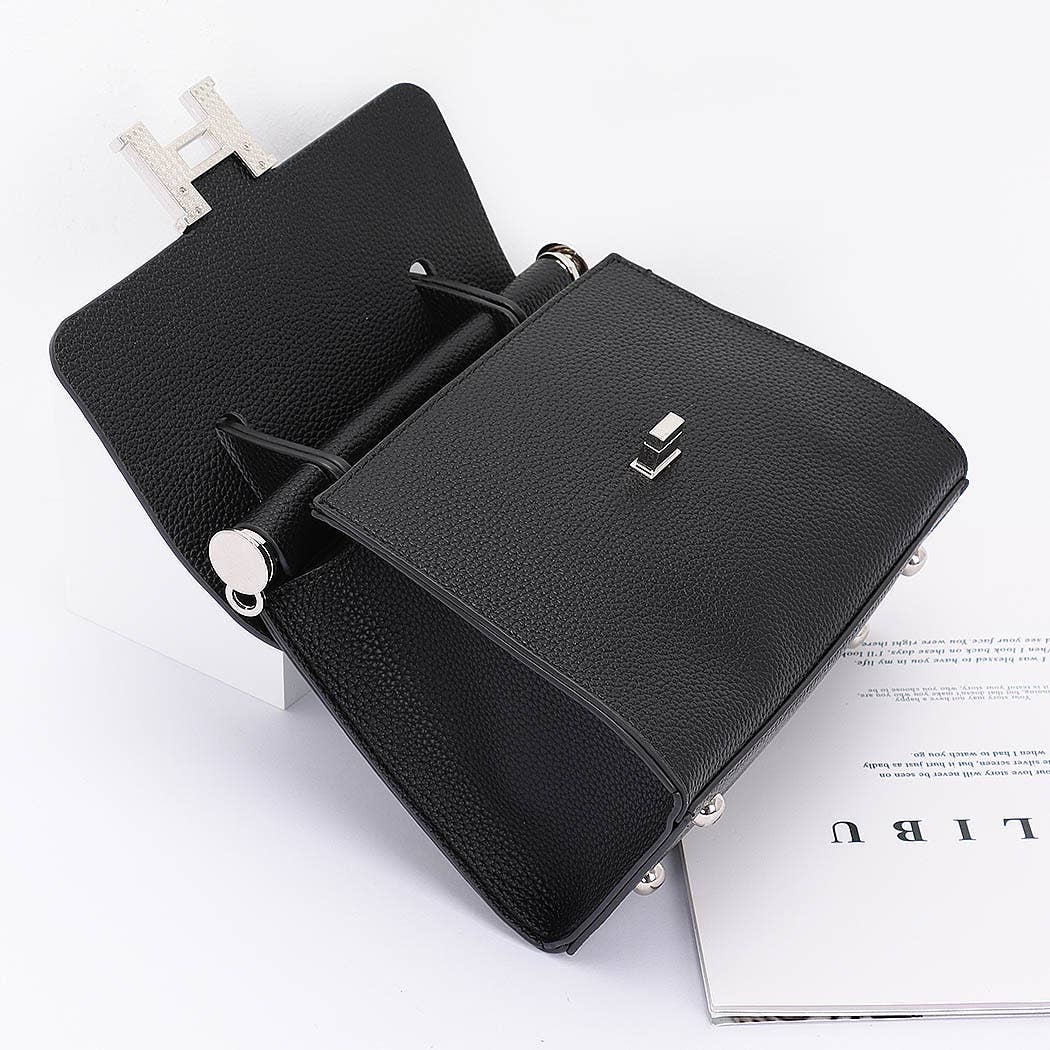 Faux Leather Flap Bag