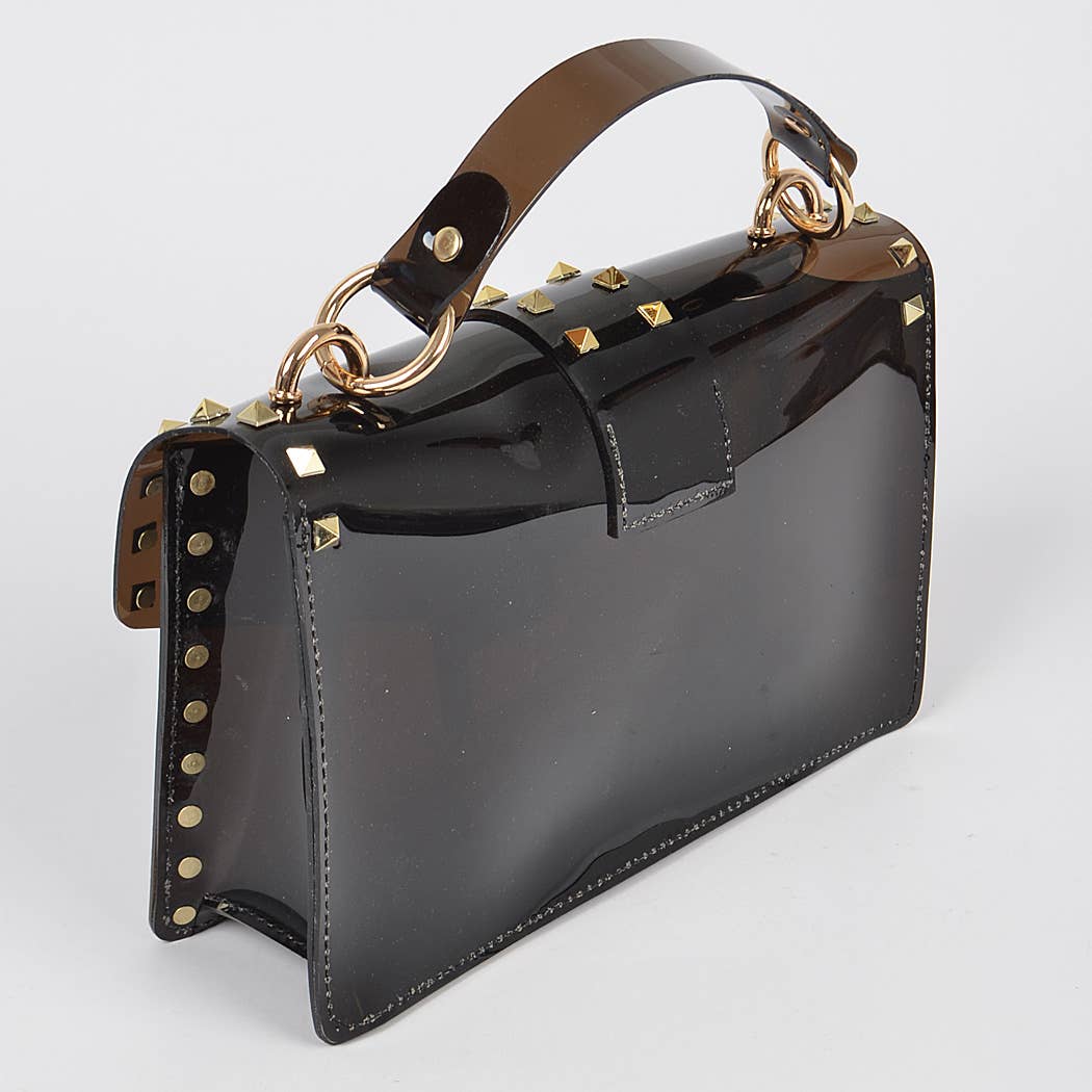 Studded Colorful Transparent Clutch