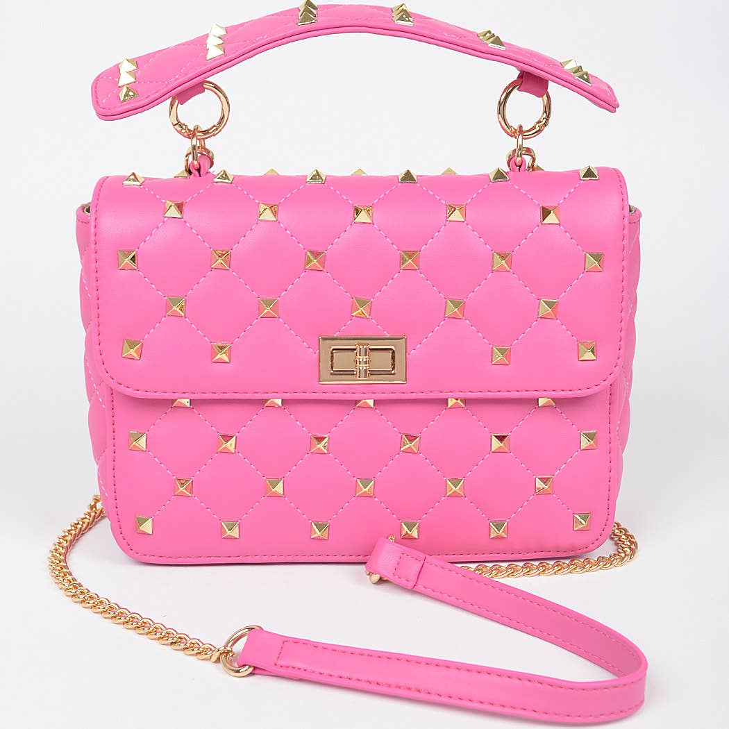 Quilted Faux Leather Top Handle Bag