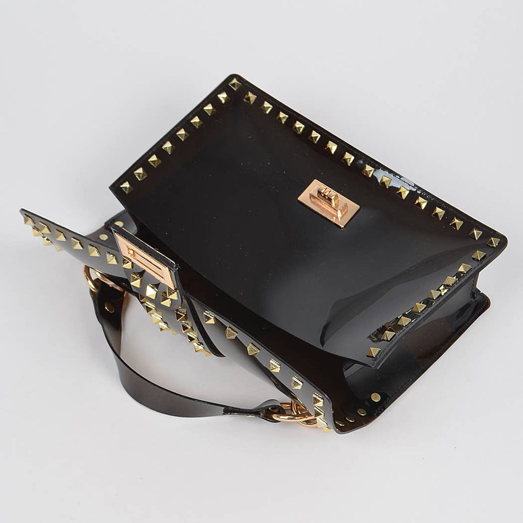 Studded Colorful Transparent Clutch