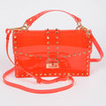 Studded Colorful Transparent Clutch