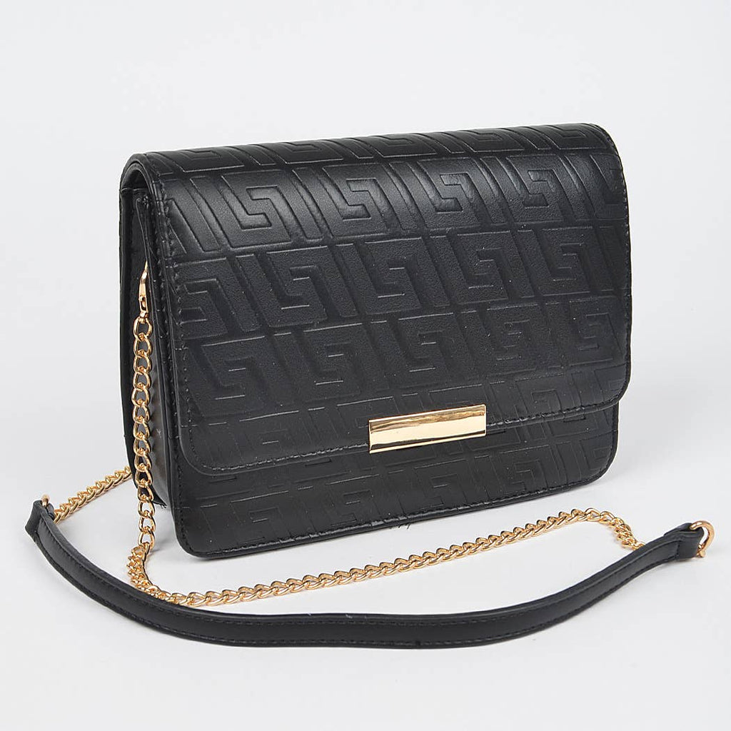 Embossed Faux Leather Flap Bag
