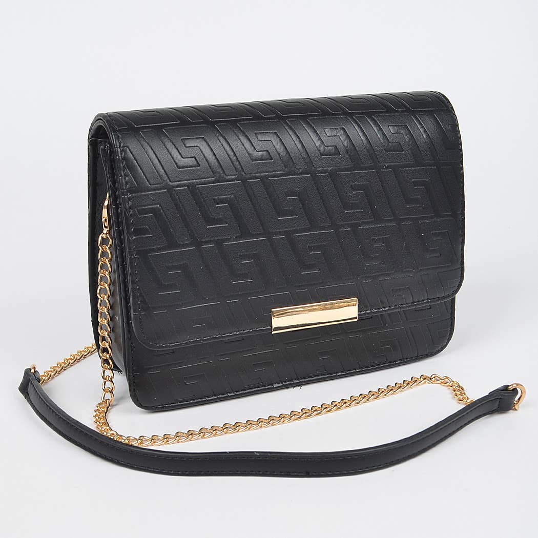 Embossed Faux Leather Flap Bag