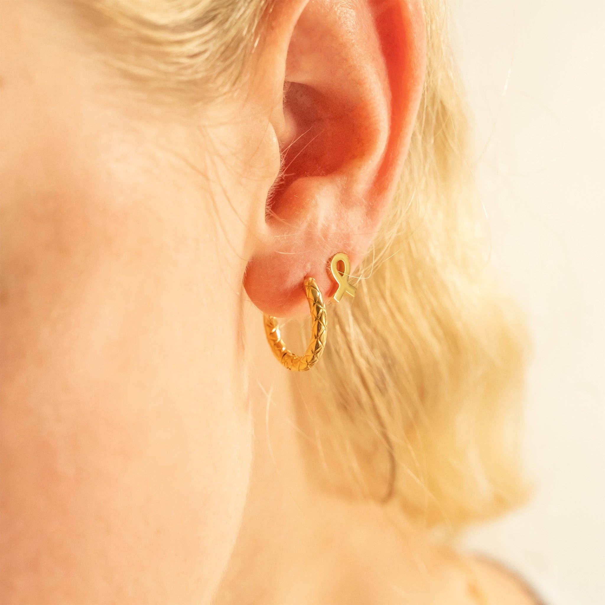 Breast Cancer Awareness Ribbon Stud Earrings