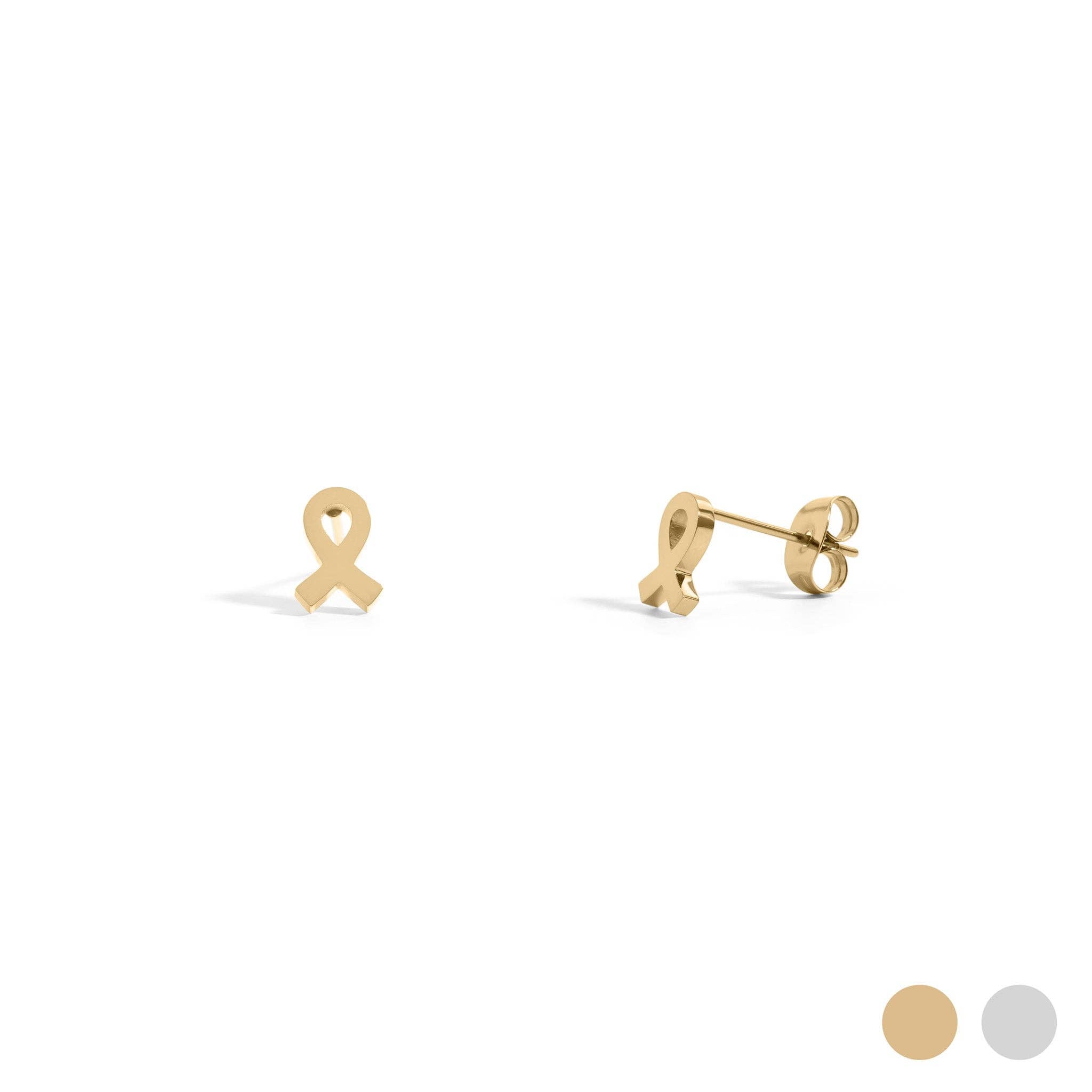 Breast Cancer Awareness Ribbon Stud Earrings