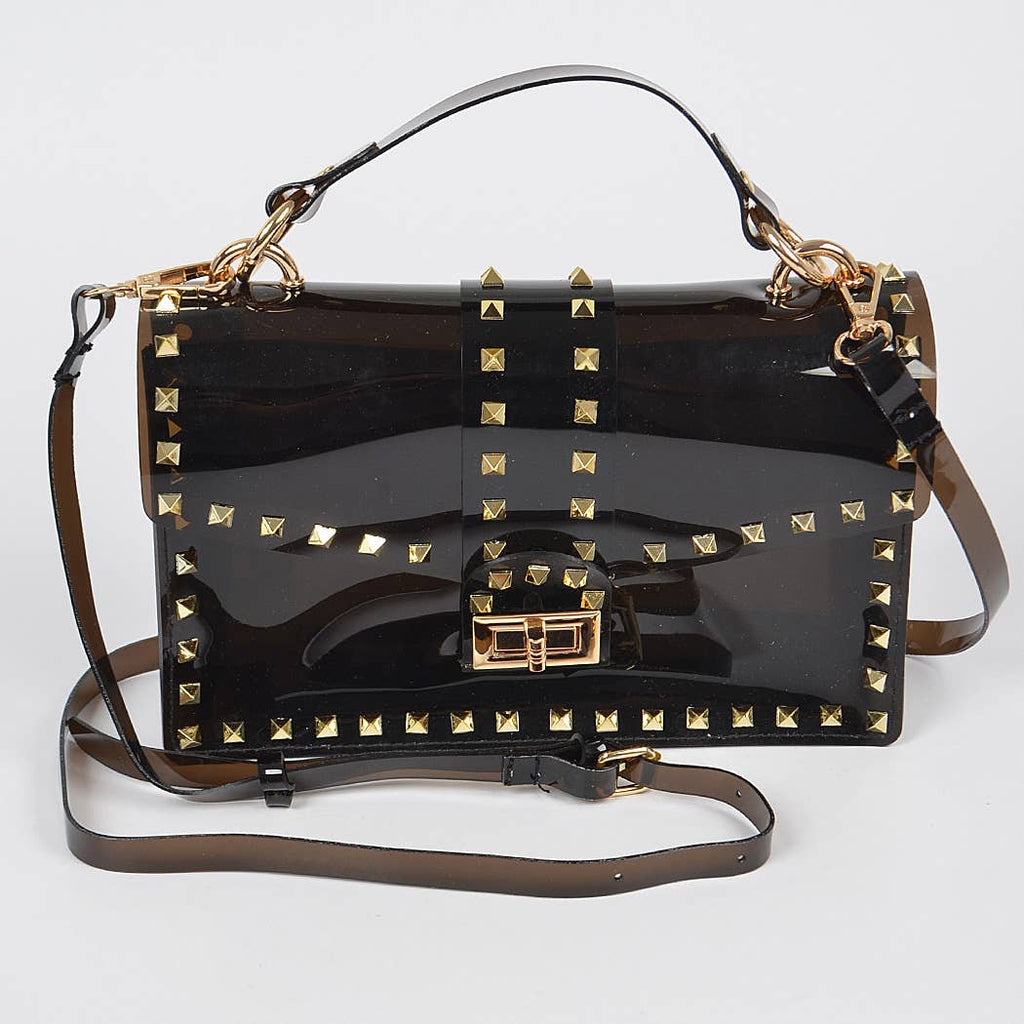 Studded Colorful Transparent Clutch