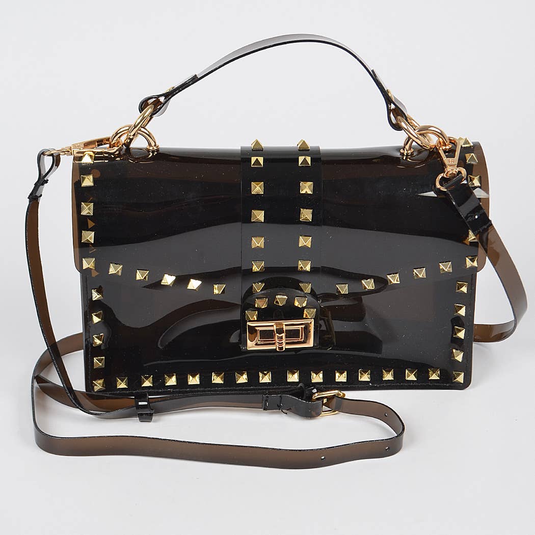 Studded Colorful Transparent Clutch