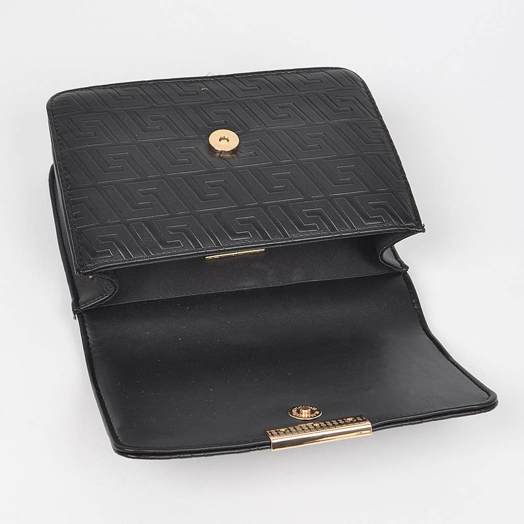 Embossed Faux Leather Flap Bag