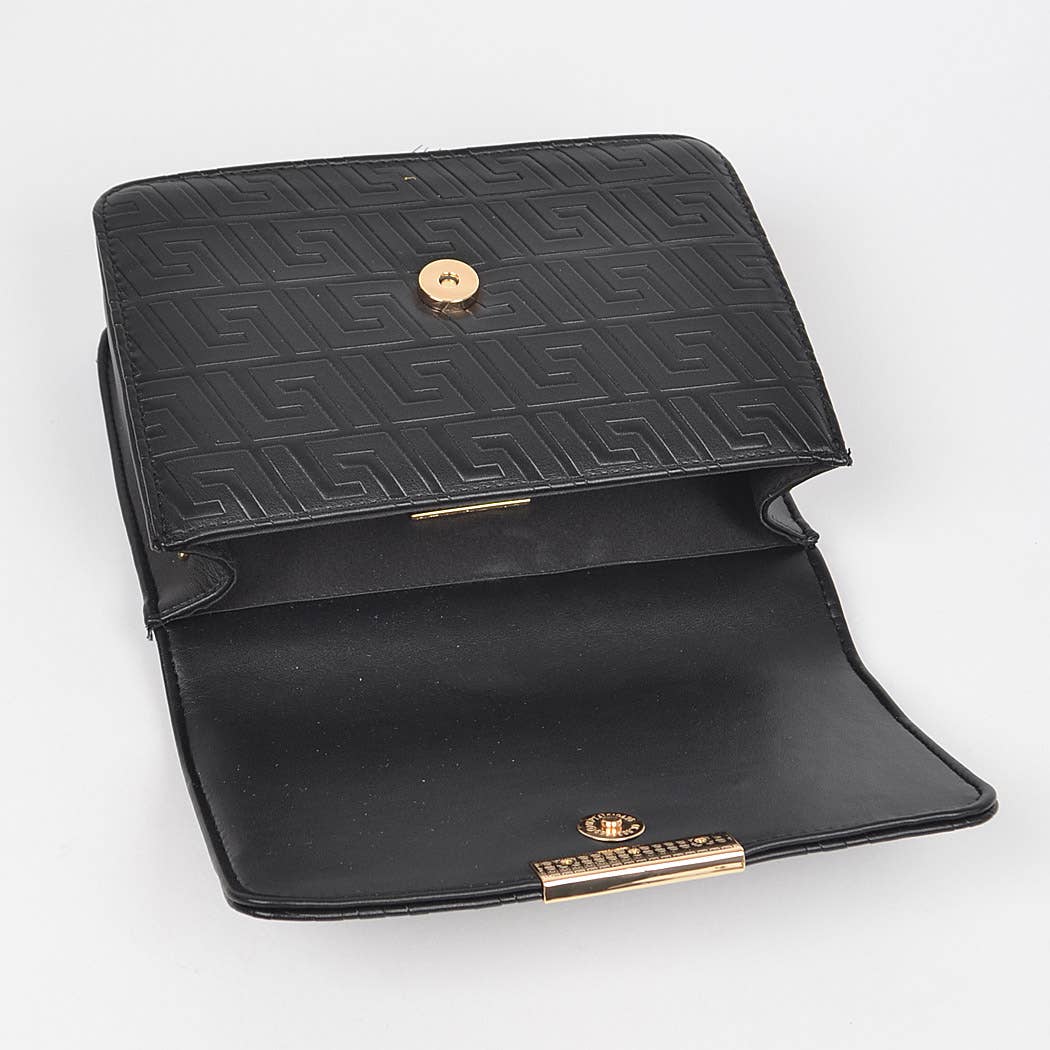 Embossed Faux Leather Flap Bag