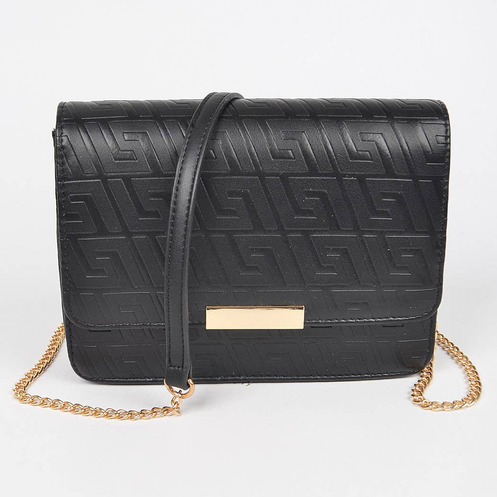 Embossed Faux Leather Flap Bag
