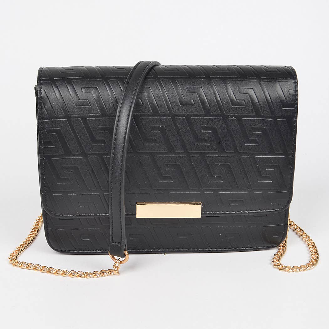 Embossed Faux Leather Flap Bag