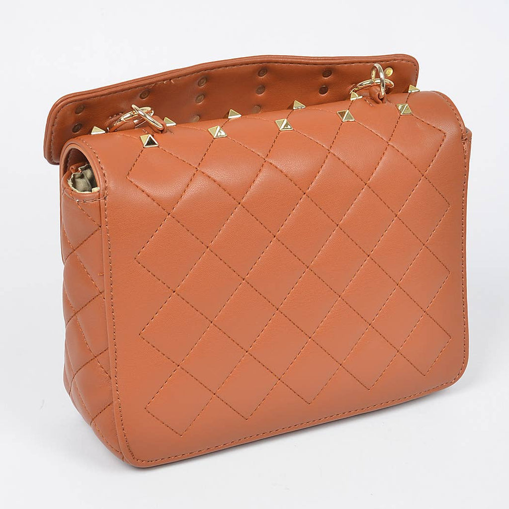 Quilted Faux Leather Top Handle Bag