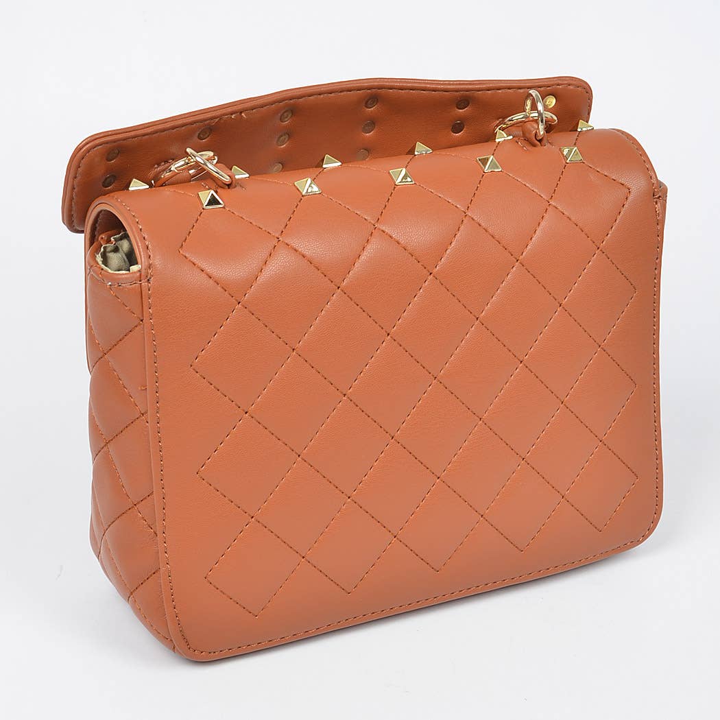 Quilted Faux Leather Top Handle Bag