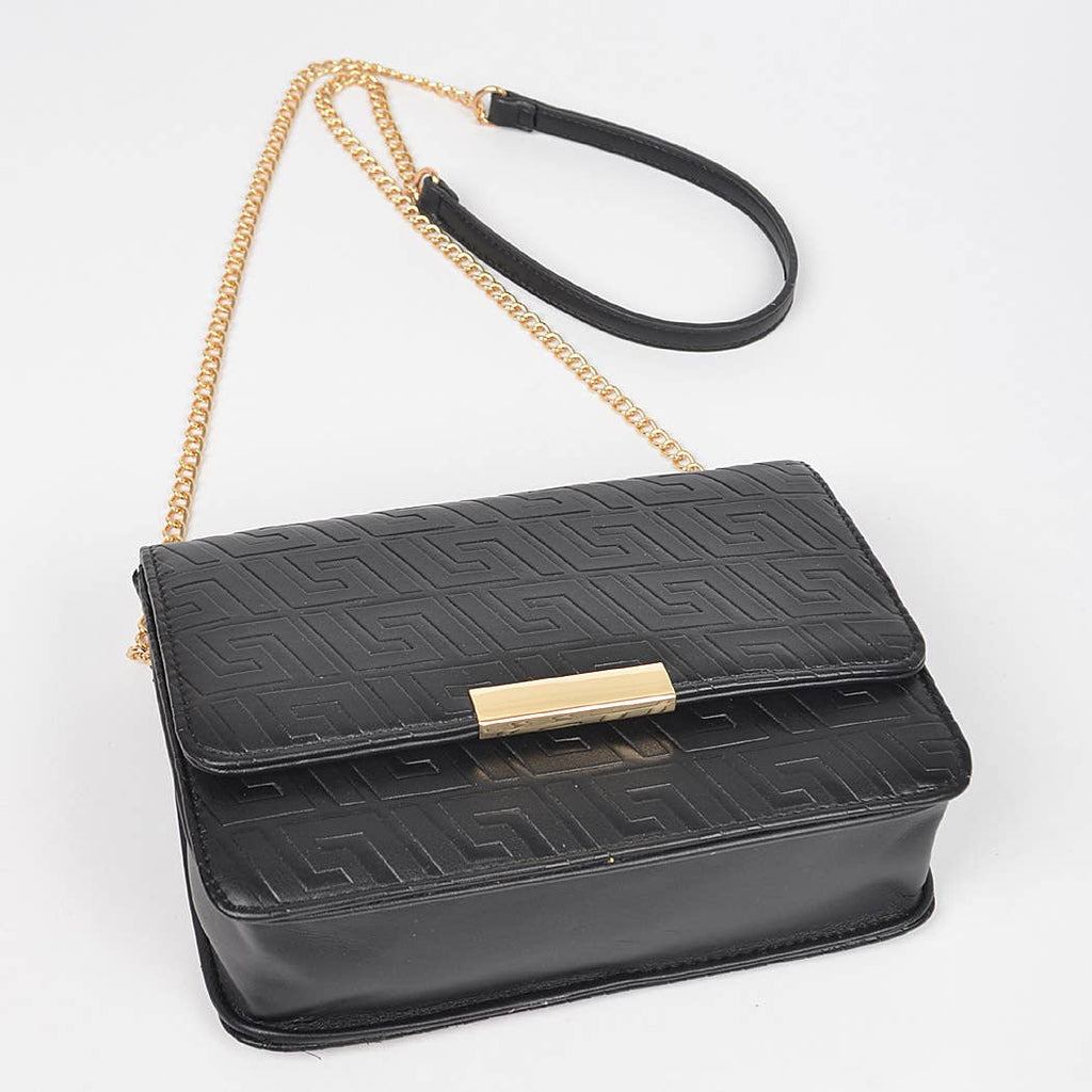 Embossed Faux Leather Flap Bag