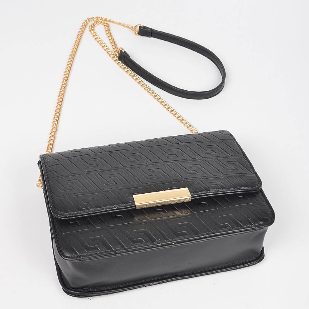Embossed Faux Leather Flap Bag