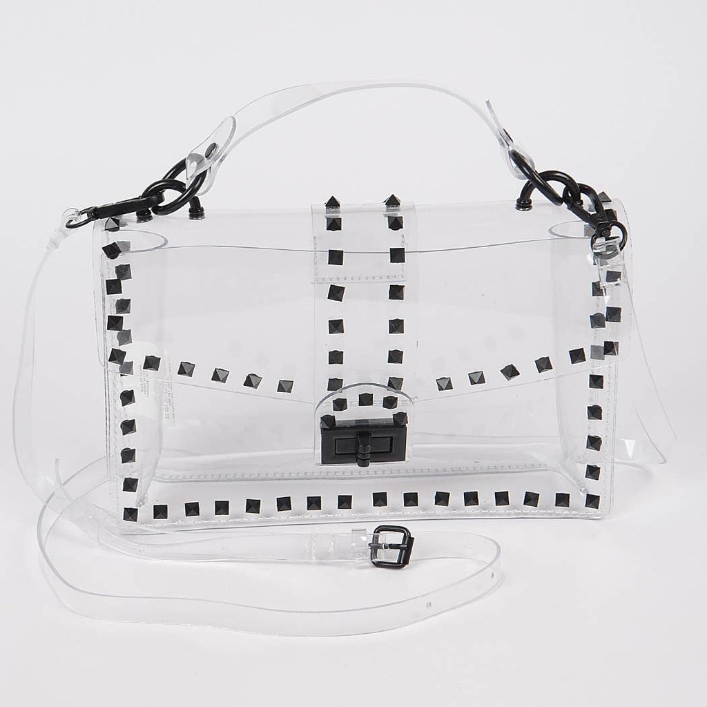 Studded Colorful Transparent Clutch