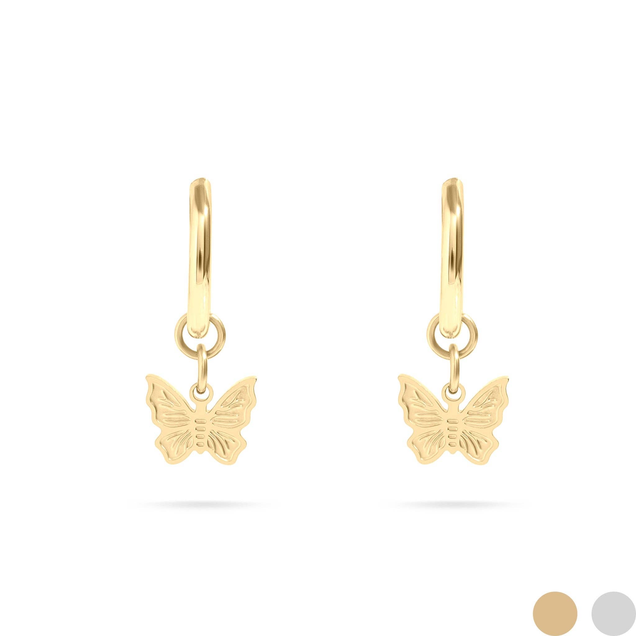 18K Gold PVD Stainless Steel Butterfly Huggie Earrings